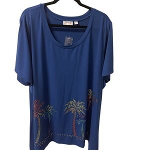 The Quarter Factory Dream Knit Top with Palm Tree Sequins Sz 3X NWT